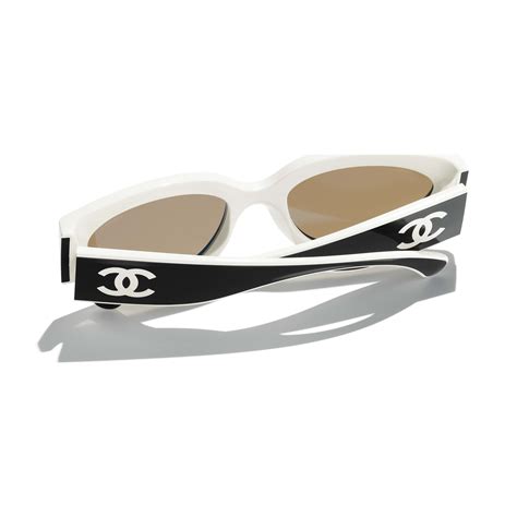 black chanel sunglasses with white cc|Cat Eye Sunglasses Nylon Black & White. Lenses: Beige .